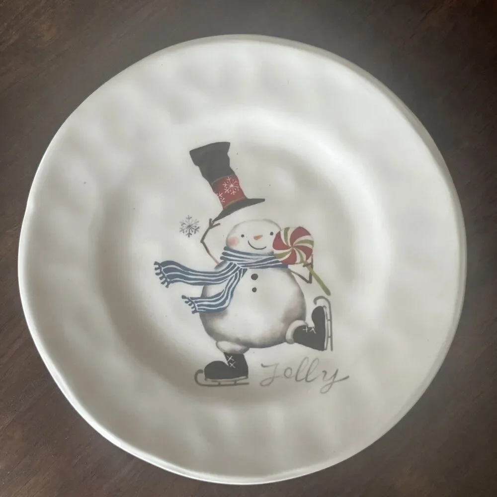 Pier 1 Imports Set Of (4) Christmas Appetizer Plates  6” NEW In Box